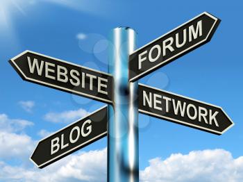 Website Forum Blog Network Signpost Showing Internet