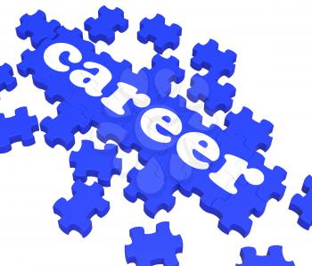 Career Puzzle Showing Job Skills And Recruitment