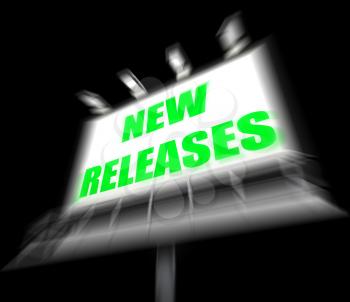 New Releases Sign Displaying Now Available or Current Product