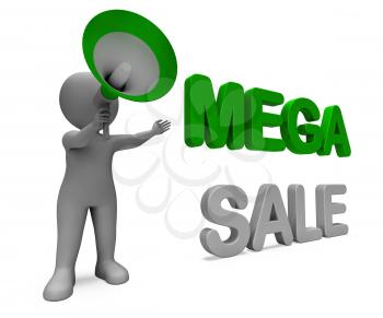 Mega Sale Character Showing Reductions Savings Save Or Discounts