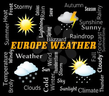 Europe Weather Indicating Meteorological Conditions And Temperature