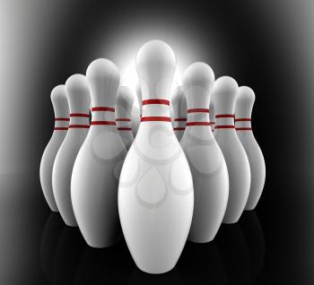 Ten Pin Bowling Pins Show Skittles Alley