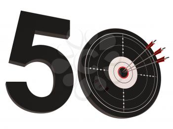 50 Target Showing Number Fifty Years Old Anniversary
