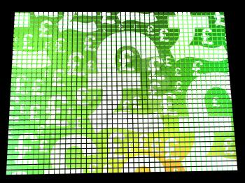 Pound Symbols On Computer Screen Showing Money And Investments