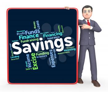 Savings Word Indicating Finances Words And Investment 
