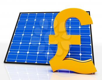 Solar Panel And Pound Sign Showing Saving Power