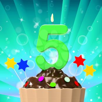 Five Candle On Cupcake Meaning Happiness And Celebration