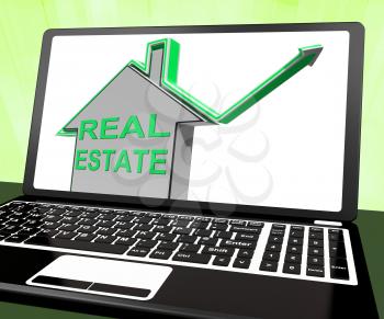 Real Estate House Laptop Meaning Selling Or Buying Land And Property