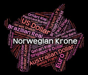 Norwegian Krone Showing Currency Exchange And Krones
