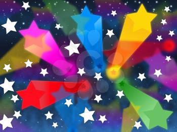 Colorful Stars Background Showing Shooting Space And Colors
