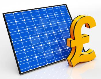 Solar Panel And Pound Sign Showing Saving Money