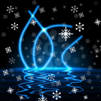 Snowflake Lake Indicating New Year And Xmas