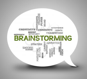Brainstorming Word On Speech Bubble Indicates Brainstorms 3d Illustration