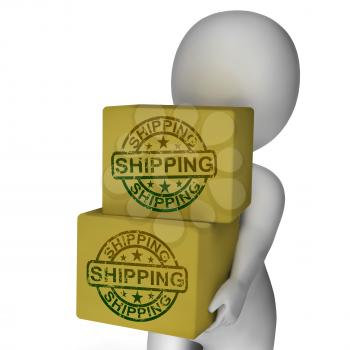 Shipping Boxes Showing Freight Courier And Transportation Of Goods