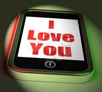 I Love You On Phone Displaying Adore Romance