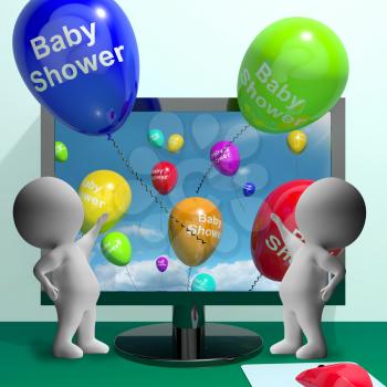Baby Shower Balloons From Computer Show Birth Party Invitation