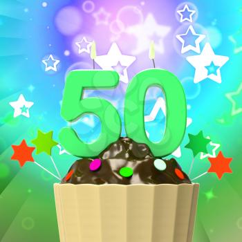 Fifty Candle On Cupcake Meaning Special Celebration Or Colourful Event