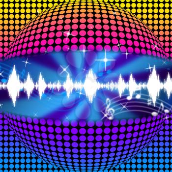Music Disco Ball Background Meaning Soundwaves And Partying
