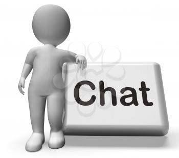 Chat Button With Character Showing Talking Typing Or Texting