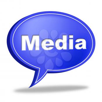 Media Speech Bubble Indicating Discount Multimedia And Discounts