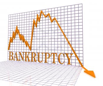 Bankruptcy Graph Showing In Debt And Debts 3d Rendering