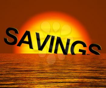 Savings Word Sinking Showing Reduction Of Money Or Wealth