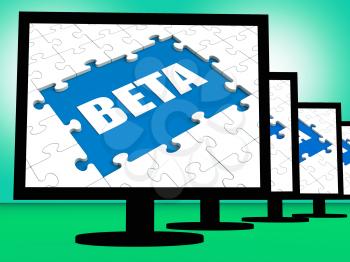 Beta On Monitors Showing Testing Software Or Internet Development