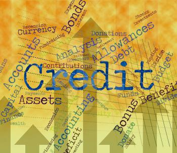 Credit Word Representing Debit Card And Bankcard 
