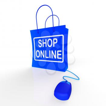 Shop Online Bag Representing Internet Shopping and Buying