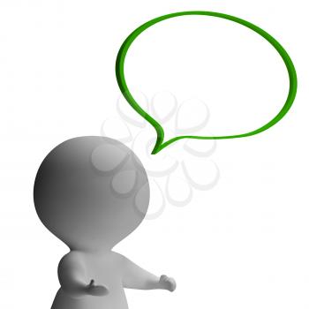Speech Bubble And 3d Character Shows Speaking Or Announcement