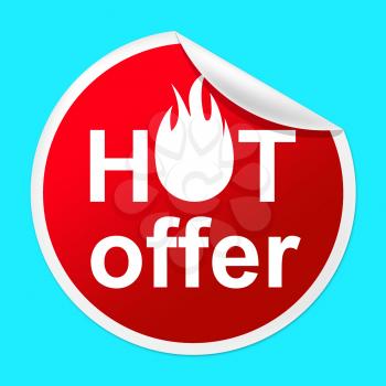 Hot Offer Sticker Representing Principal Discount And Sales