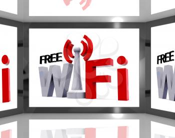 Free Wifi On Screen Showing Television With Internet Access  Or Free Wifi Tower
