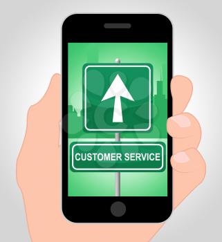 Customer Service Online Showing Mobile Phone And Helpdesk