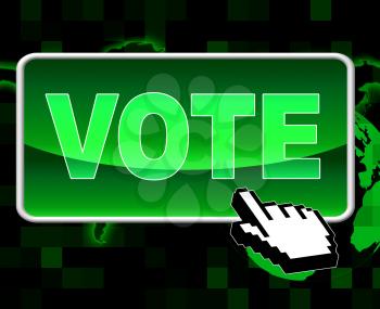Vote Button Representing World Wide Web And Website