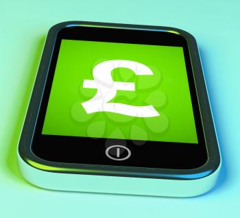 Pound Sign On Phone Showing British Money Gbp