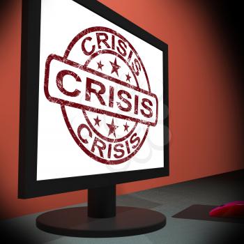 Crisis Monitor Meaning Urgency Trouble Or Critical Situation