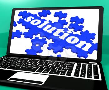 Solution Puzzle On Notebook Showing Computer Applications And Online Solutions