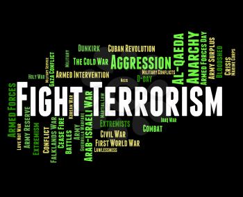 Fight Terrorism Representing Stop Sign And Hostile