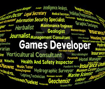 Games Developer Indicating Play Time And Employment