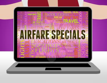 Airfare Specials Showing Discounts Offer And Aeroplane