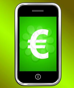 Euro Sign On Phone Showing European Currency