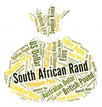 South African Rand Showing Currency Exchange And Words 