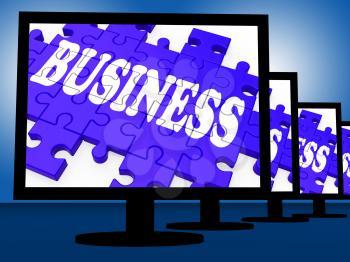 Business On Monitors Shows Commercial Trades Or Deals
