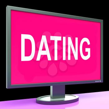 Online Dating Computer Showing Romance Date And Web Love