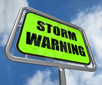 Storm Warning Sign Representing Forecasting Danger Ahead