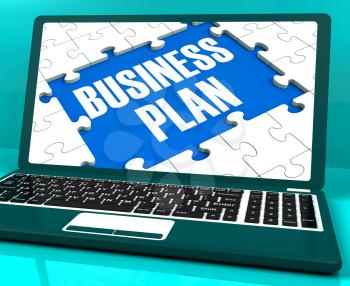Business Plan On Laptop Showing Solutions Management And Successful Strategies