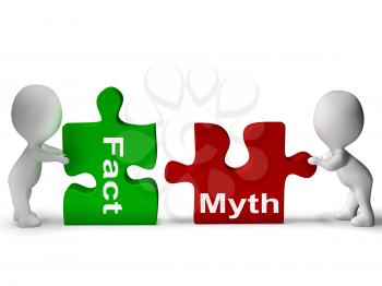 Fact Myth Puzzle Showing Facts Or Mythology