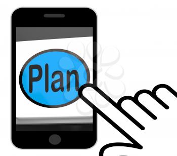 Plan Button Displaying Objectives Planning And Organizing