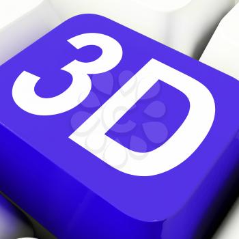 3d Key Showing Three Dimensional Or Dimensions