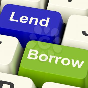 Lend And Borrow Keys Shows Borrowing Or Lending On The Internet